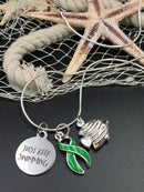 Green Ribbon Charm Bracelet OR Necklace - Just Keep Swimming - Rock Your Cause Jewelry