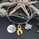 Gold Ribbon Charm Bracelet or Necklace - Just Keep Swimming - Rock Your Cause Jewelry