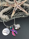 Pink Purple Teal (Thyroid) Ribbon - Just Keep Swimming Encouragement Necklace or Bracelet - Rock Your Cause Jewelry