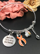 Orange Ribbon Charm Bracelet - She's Whiskey in a Teacup - Rock Your Cause Jewelry