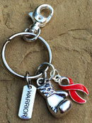 Red Ribbon Boxing Glove / Warrior Keychain - Rock Your Cause Jewelry