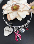 Burgundy Ribbon Survivor Bracelet - Rock Your Cause Jewelry