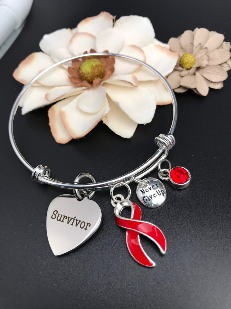 Red Ribbon Survivor Charm Bracelet - Rock Your Cause Jewelry