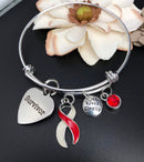 Red & White Ribbon Survivor Charm Bracelet - Rock Your Cause Jewelry