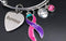 Pink Purple Teal Ribbon - Thyroid Cancer Survivor Charm Bracelet - Rock Your Cause Jewelry