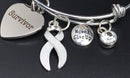 White Ribbon Survivor Charm Bracelet - Rock Your Cause Jewelry