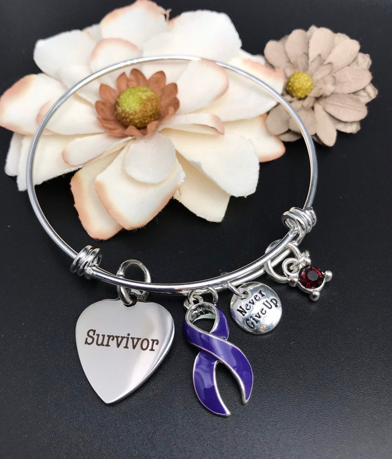 Violet Purple Ribbon Charm Bracelet - Survivor - Rock Your Cause Jewelry