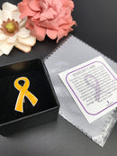 Gold Ribbon Lapel / Hat / Lab Coat Pin - Rock Your Cause Jewelry