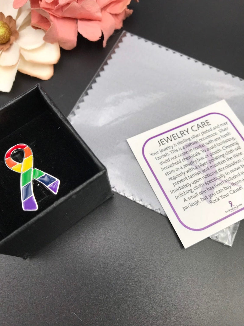 Rainbow Ribbon / Lapel Hat Pin / LGBTQ Awareness / Lesbian Gay Wedding Accessory / Equality Love - Rock Your Cause Jewelry