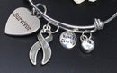 Gray (Grey) Ribbon Survivor Charm Bracelet - Rock Your Cause Jewelry