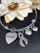 Gray (Grey) Ribbon Survivor Charm Bracelet - Rock Your Cause Jewelry
