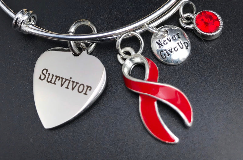 Red Ribbon Survivor Charm Bracelet - Rock Your Cause Jewelry