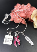 Burgundy Ribbon Necklace - Kind Heart, Fierce Mind, Brave Spirit - Rock Your Cause Jewelry