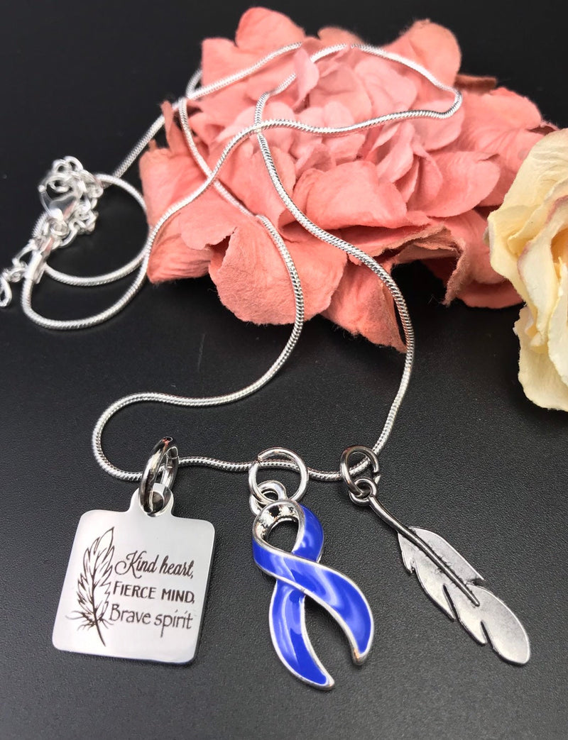 Periwinkle Ribbon Necklace - Kind Heart, Fierce Mind, Brave Spirit - Rock Your Cause Jewelry
