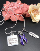 Violet Dark Purple Ribbon Necklace - Kind Heart, Fierce Mind, Brave Spirit - Rock Your Cause Jewelry