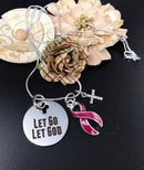 Burgundy Ribbon Necklace - Let Go Let God - Rock Your Cause Jewelry