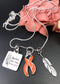 Orange Ribbon Necklace - Kind Heart, Fierce Mind, Brave Spirit - Rock Your Cause Jewelry