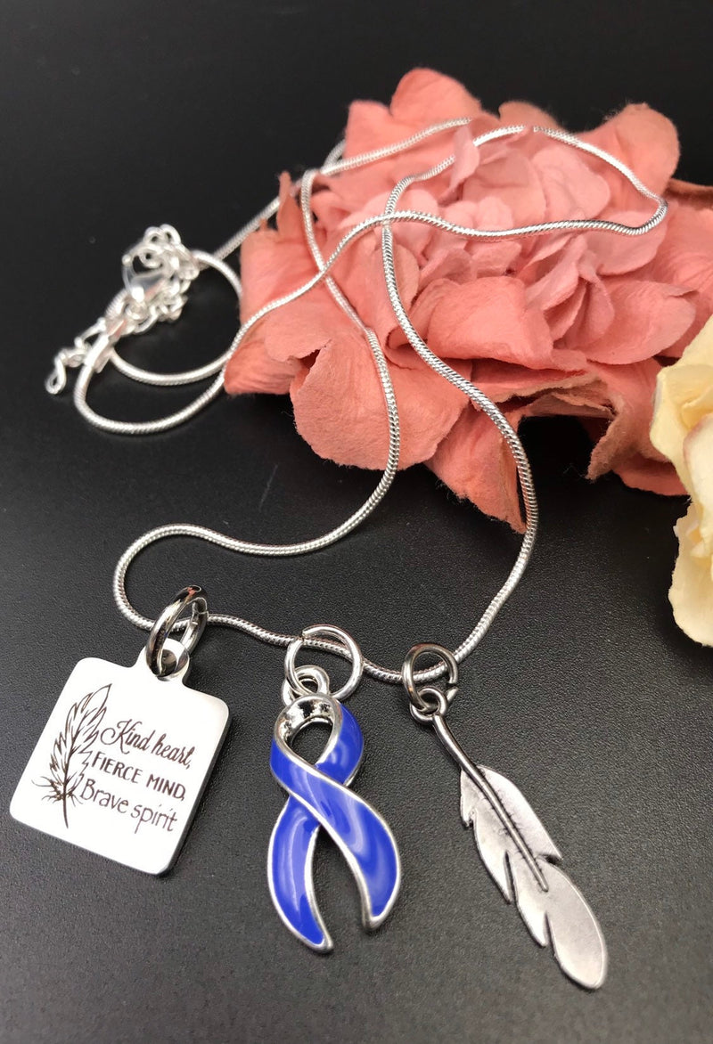 Periwinkle Ribbon Necklace - Kind Heart, Fierce Mind, Brave Spirit - Rock Your Cause Jewelry