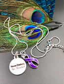 Purple Ribbon Necklace - Nevertheless, She Persisted - Rock Your Cause Jewelry