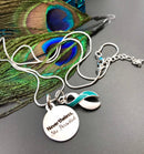 Teal & White Ribbon - Nevertheless, She Persisted Necklace - Rock Your Cause Jewelry