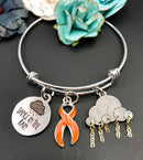 Orange Ribbon Dance in Rain Charm Bracelet or Necklace - Rock Your Cause Jewelry