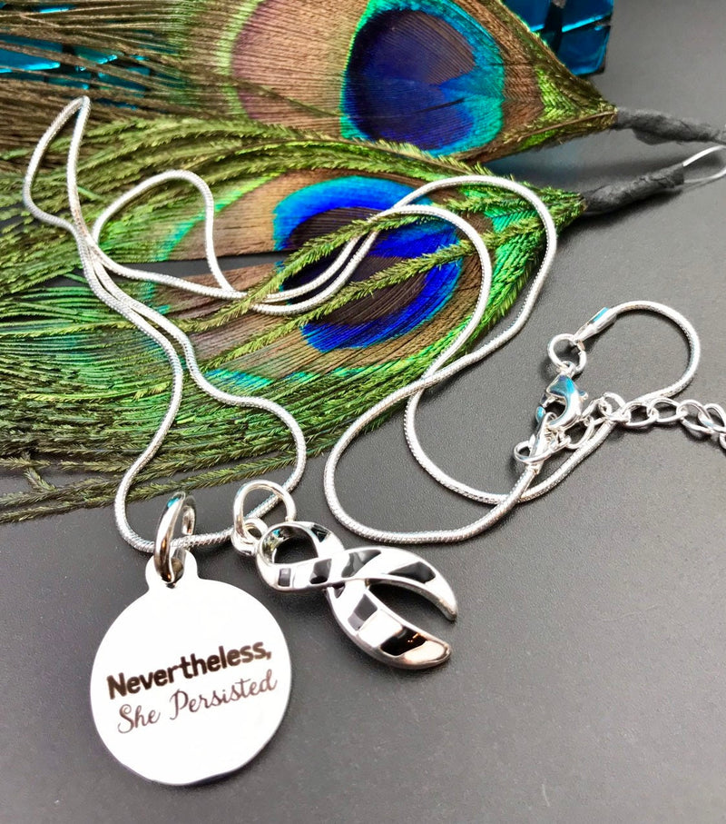 Zebra Ribbon Necklace - Nevertheless She Persisted - Rock Your Cause Jewelry
