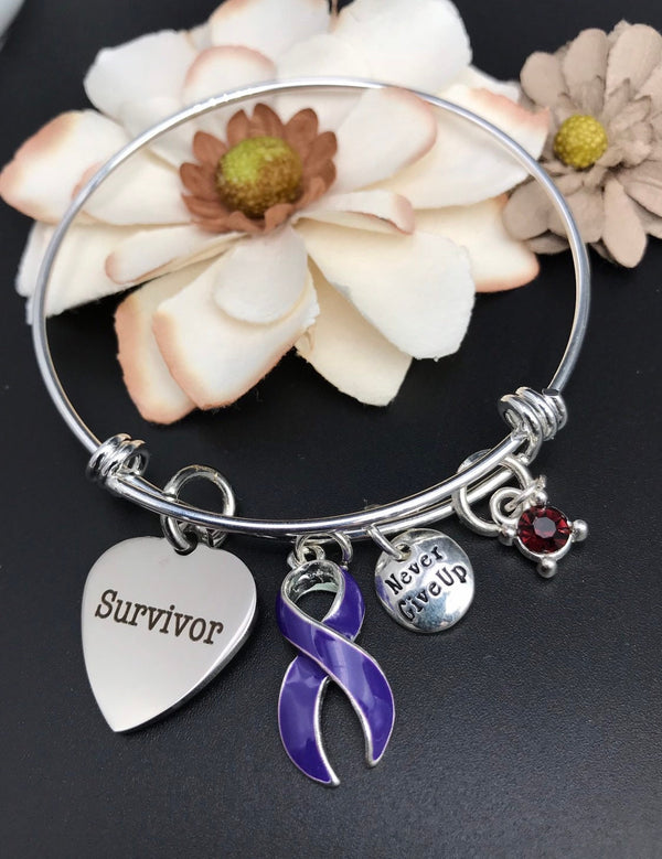 Violet Purple Ribbon Charm Bracelet - Survivor - Rock Your Cause Jewelry