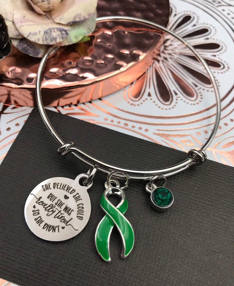 She Believed but She was Tired  / Awareness Bracelet - Ehler Danlos syndrome, Chronic Illness, MS Warrior, Endo Warrior, Surgery Gift