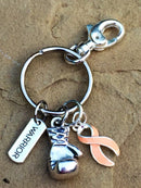 Peach Ribbon Boxing Glove Keychain / Endometrial - Uterine Cancer Survivor, Awareness Gift - Rock Your Cause Jewelry