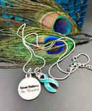 Light Blue Ribbon Necklace - Nevertheless, She Persisted - Rock Your Cause Jewelry