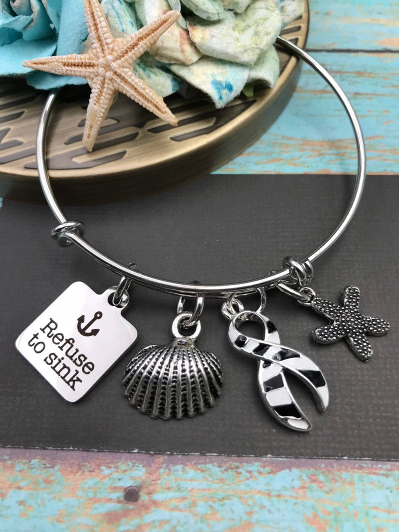Zebra Ribbon Bracelet or Necklace - Refuse to Sink - Rock Your Cause Jewelry