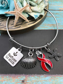 Red Ribbon Charm Bracelet or Necklace - Refuse to Sink - Rock Your Cause Jewelry