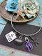 Purple Ribbon Charm Bracelet or Necklace - Refuse To Sink - Rock Your Cause Jewelry