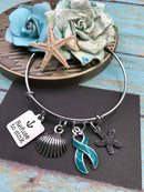 Teal Ribbon Refuse to Sink Charm Bracelet or Necklace - Rock Your Cause Jewelry