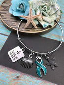 Teal Ribbon Refuse to Sink Charm Bracelet or Necklace - Rock Your Cause Jewelry