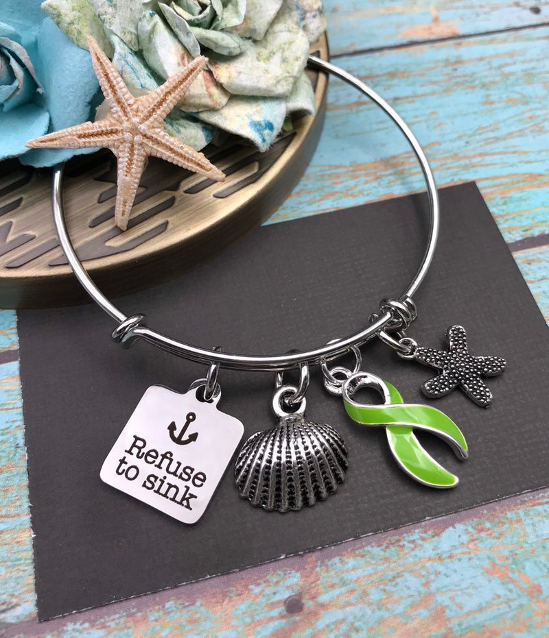 Lime Green Ribbon Necklace or Bracelet - Refuse to Sink - Rock Your Cause Jewelry