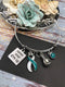 Teal & White Ribbon Never Ever Give Up Charm Bracelet - Rock Your Cause Jewelry