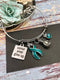 Teal Ribbon Charm Bracelet - Never Ever Give Up - Rock Your Cause Jewelry