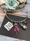 Burgundy Ribbon Bracelet - Never Ever Give Up - Rock Your Cause Jewelry