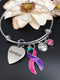 Pink Purple Teal Ribbon - Thyroid Cancer Survivor Charm Bracelet - Rock Your Cause Jewelry