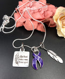 Violet Dark Purple Ribbon Necklace - Kind Heart, Fierce Mind, Brave Spirit - Rock Your Cause Jewelry