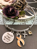 Peach Ribbon Charm Bracelet - Let Your Faith be Bigger than your Fear - Rock Your Cause Jewelry