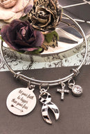 Zebra Ribbon Charm Bracelet - Let Your Faith Be Bigger Than Your Fear - Rock Your Cause Jewelry