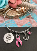 Pink Ribbon Charm Bracelet - Hope Anchors the Soul - Rock Your Cause Jewelry