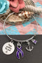 Purple Ribbon Charm Bracelet - Hope Anchors the Soul - Rock Your Cause Jewelry