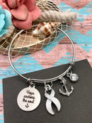 White Ribbon Charm Bracelet - Hope Anchors the Soul - Rock Your Cause Jewelry