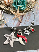 Red & White Ribbon Charm Bracelet - You Can't Stop The Waves, But You Can Learn To Surf - Rock Your Cause Jewelry