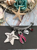 Burgundy Ribbon Charm Bracelet - You Can't Stop the Waves but You Can Learn To Surf - Rock Your Cause Jewelry