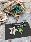 Lime Green Ribbon Necklace - You Can't Stop the Waves But You Can Learn To Surf - Rock Your Cause Jewelry