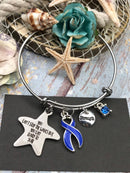 Perwinkle Ribbon Charm Bracelet - You Can't Stop Waves,  But you Can Learn to Surf - Rock Your Cause Jewelry